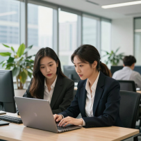 AI生成的办公商业大图与美女办公图片