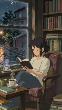 窗台的午夜一个女孩子读书图片欣赏，ai创意